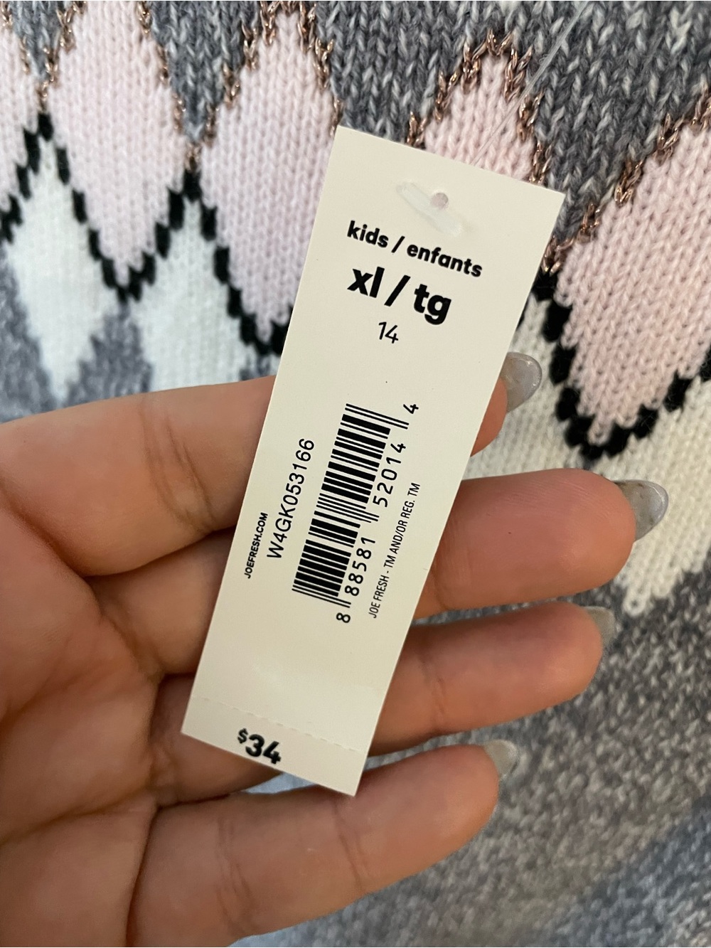 Joe Fresh Gray & White Knit Sweater Dress with Pink Accents - Picture 4 of 6
